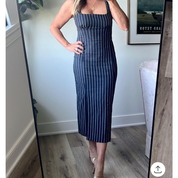 Anthropologie Slim Square-Neck Slit Midi Dress Size M - Picture 4 of 15